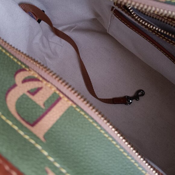 Dooney & Bourke Green Signature Logo Large Pebble Grain Leather Tote - Picture 15 of 16